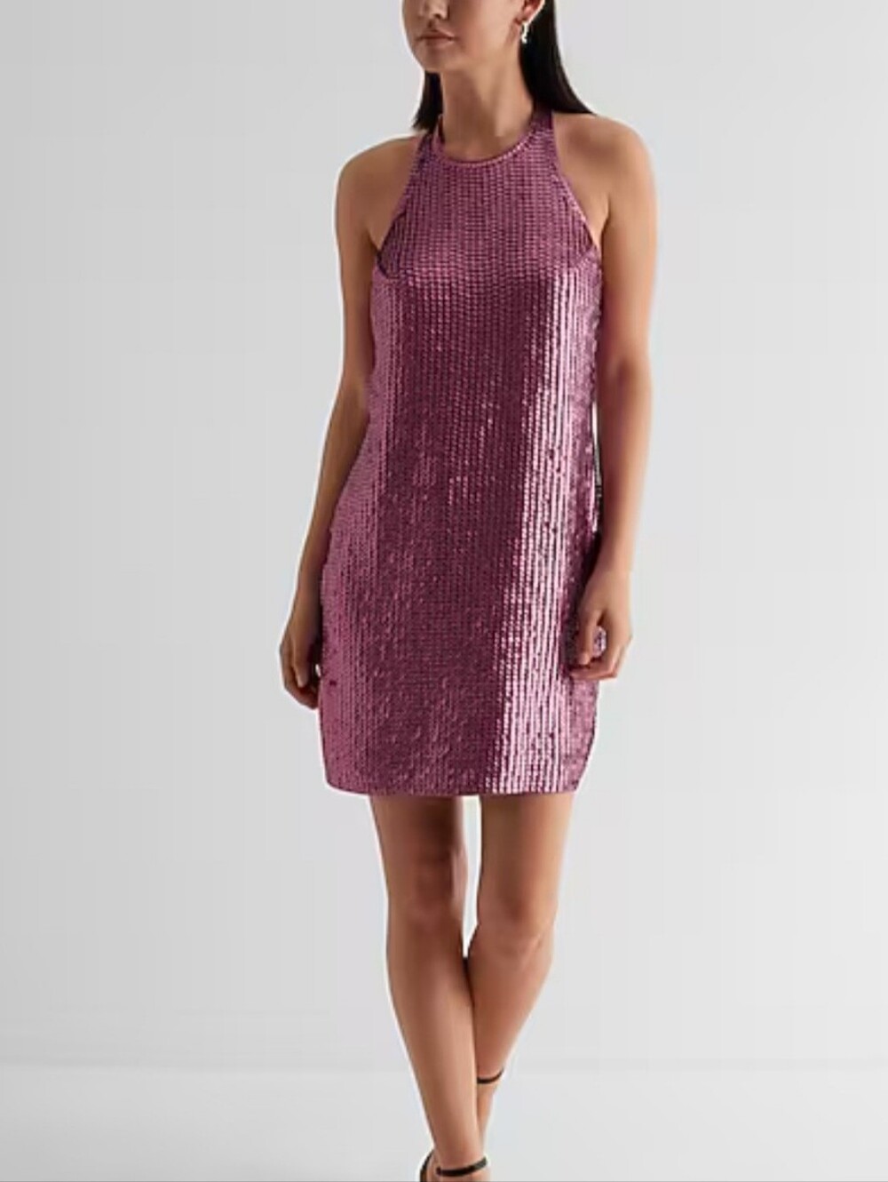 Express Halter Sequins Mini Dress. Size Large